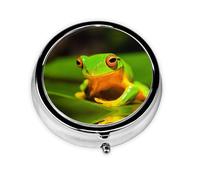 Lovely Tree Frogs Print Pill Box for Pocket Round Pill Box 3 Compartment Decorative Portable Travel Pill Holder Tablet Vitamin Organizer Mini Pill Case(2pcs)