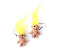 Lovely Ugly Doll Dangle Earrings, Cute Ugly Doll with Colorful Hair Drop Earrings for Women Men Funny Jewelry Gift, Resin, metal