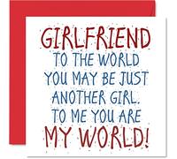 Lovely Valentines Cards for Girlfriend - Girlfriend You Are My World - Happy Birthday Card from Boyfriend, Birthday Gifts, 145mm Girl Valentines Card, Greeting Cards Gift for Girls
