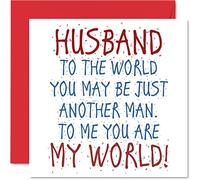 Lovely Valentines Cards for Husband - Husband You Are My World - Happy Birthday Card from Wife, Hubby Birthday Gifts, 145mm Partner Valentines Card, Greeting Cards Gift for Men