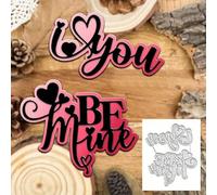 Lovely Valentines Day Words Metal Die Cuts,Spring Sunflower Frame Leaf Cutting Dies Cut Stencils for DIY Scrapbooking Album Decorative Embossing Paper Dies for Card Making