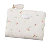 Lovely Wallet Flower Print Short Purse Card Case PU Leather Coin Purse Simple Wallet with Card Holder for Daily Bifold Pu Leather Change Stylish Short Lovely Holder