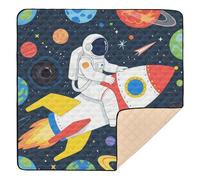 Lovely White Astronaut Planet Large Sturdy Baby Play Mat for Indoor Outdoor Water Resistant Foldable Kicking Mat for Baby Toddler Infant, 50'' x 50''para juegos de