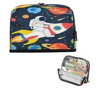 Lovely White Astronaut Planet Pencil Organizer Case Large Capacity Make Up Bags Big Capacity Storage Organizer for Student School Supplies estuche de lápices para ninas