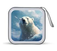 Lovely White Bear CD Case 40 Capacity Plastic DVD Storage Box Sleeves Zippered Wallet