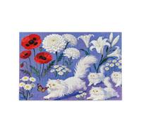 Lovely White Bohemian Cat Flowers Purple Wooden Jigsaw Puzzle for Adults Challenging and Educational Masterpieces Puzzle 500 Piecing