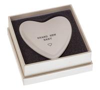 Lovely white ceramic keepsake baby gift - brand new baby heart shaped dish