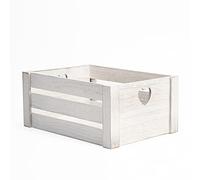 Lovely White Crates With Heart Handles - Set of L, M, and S in Wooden Tray and Shelves