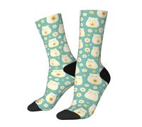Lovely White Hamster and Daisy Novelty Funny Crew Socks Casual Crazy Design Sock For Men Women