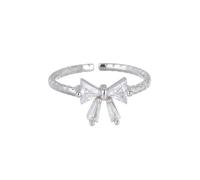Lovely White Open Bowknot Rings Adornment for Women with Adjustable Size Perfect for Parties and Romance Dates White Bowknot Rings