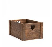 Lovely Wooden Crates With Heart Handles Storage Box Wooden Tray Wooden Shelves (Brown, Small)