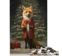 Lovely Xmas Red Fox Puzzles 500 Pieces for Teenagers Gifts Puzzle Jigsaws for Adults for Adults 500pcs (52x38cm)