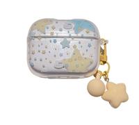 Lovely Yellow Star Pattern Case for Oppo Enco Air4 Pro, Headphone Earphone Case Cover with Pendant Accessories