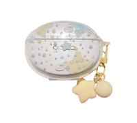 Lovely Yellow Star Pattern Case for Oppo Enco Free4, Headphone Earphone Case Cover with Pendant Accessories