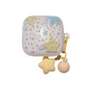 Lovely Yellow Star Pattern Case for Redmi Buds 6 Active, Headphone Earphone Case Cover with Pendant Accessories