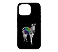 Lovely Zebra Colorful Rainbow Stripes Wildlife Safari Art Case for iPhone 16 Pro
