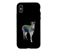 Lovely Zebra Colorful Rainbow Stripes Wildlife Safari Art Case for iPhone X/XS