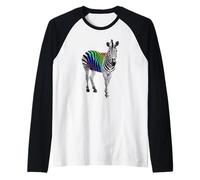 Lovely Zebra Colorful Rainbow Stripes Wildlife Safari Art Raglan Baseball Tee