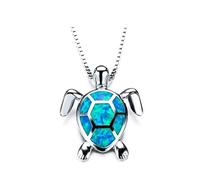 Lovely Zircon Turtle Pendant Necklace Tortoise Shape Clavicle Chain Party Banquet Fashionable Charm Jewelry Gift For Women,Blue It is beautiful and easy to use.