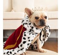 Lovelyshop pet serial Lux Fur Cat Dog Cloak for Halloween costumes, King Queen prince and princess cosplay-M