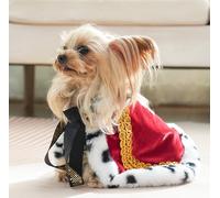 Lovelyshop pet serial Lux Fur Cat Dog Cloak for Halloween costumes, King Queen prince and princess cosplay-XS