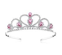 Lovelyshop Pink Gems Rhinestone Tiara for Little Kid Big Kid Girl Prom Birthday Prinecess Party
