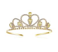 Lovelyshop Yellow Gems Rhinestone Gold Tiara for Little Kid Big Kid Prom Birthday Princess Crown
