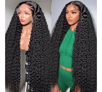Lovelyworld Deep Wave Lace Front Wigs Human Hair 200 Density 13 x 4 HD Deep Curly Lace Front Human Hair Wig Lace Frontal Human Hair Wigs for Women 96.5 cm