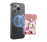 LoveMeGo for MagSafe Wallet, Printed Leather Magnetic Phone Wallet with Ring Holder, Compatible with iPhone 15/14/13/12 Series, 3 Card Holder (Pink)