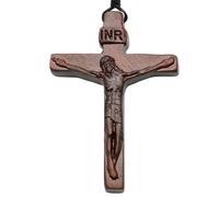 LOVEMETOO Jesus Cross Necklace Made of Wood, Wooden Cross Pendant Necklace, Crucifix Necklace Made of Wood, Wooden Crucifix Pendant Jesus Necklace, Christian Cross Necklace, for Christening Prayer, 1,