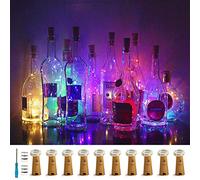 LoveNite 10 Pack Bottle Cork Lights 10 LED Wine Bottle Battery Powered Lights Copper Wire Fairy String Light for Christmas Halloween Wedding Birthday Party DIY Home Decor (10 Colors)