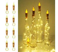 LoveNite Wine Bottle Lights, 8 Pack 20 LED Flameless Candle Cork Bottle String Light Battery Operated Silver Wire Mini Fairy Lights for DIY, Party, Christmas, Wedding Decor (Candle-Warm White)