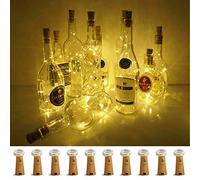 LoveNite Wine Bottle Lights with Cork, 10 Pack Battery Operated LED Cork Shape Silver Wire Colorful Fairy Mini String Lights for DIY, Party, Decor, Christmas, Halloween,Wedding(Warm White)