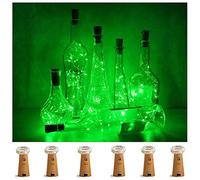 LoveNite Wine Bottle Lights with Cork, 6 Pack Battery Operated 15 LED Cork Shape Silver Wire Colorful Fairy Mini String Lights for DIY, Party, Decor, Christmas, Halloween,Wedding (Green)