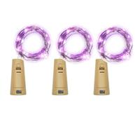 LoveNite Wine Bottle Lights with Cork, Battery Operated 20 LED Cork Shape Silver Wire Colorful Fairy Mini String Lights(No Bottles) for DIY, Party, Decor, Christmas, Halloween,Wedding (3, Purple)
