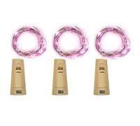 LoveNite Wine Bottle Lights with Cork, Battery Operated 20 LED Cork Shape Silver Wire Colorful Fairy Mini String Lights(No Bottles) for DIY, Party, Decor, Christmas, Halloween,Wedding (3, Pink)