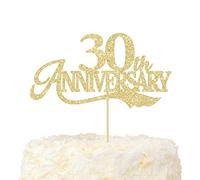 LOVENJOY 30th Anniversary Cake Topper Gold Glitter for 30 Years Wedding Anniversary Cake Decoration