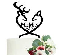 LOVENJOY Acrylic Buck and Doe Deer Wedding Cake Topper Black, Gift Boxed