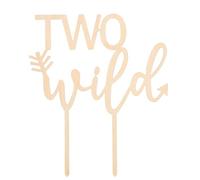 LOVENJOY Gift Boxed Two Wild Cake Topper for Boy Girl 2nd Birthday Cake Decorations, Rustic Wood