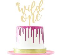 LOVENJOY Gift Boxed Wild One Cake Topper 1st Birthday Boy Girl Cake Smash Shooting Decorations, Gold