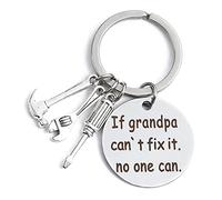 LOVENJOY If Grandpa Can't Fix it No One Can Keychain Key Rings, Grandfather Gift from Grandson Granddaughter, Silver, S