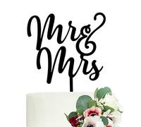 LOVENJOY Mr and Mrs Cake Topper Black Acrylic Wedding Cake Toppers for Party Decorations, Gift Boxed