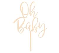 LOVENJOY Oh Baby Cake Topper for Baby Boy Girl Shower Cake Decorations, Rustic Wood