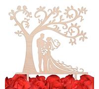 LOVENJOY Silhouette Wedding Cake Topper Bride and Groom with Love Birds, Gift Boxed