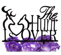 LOVENJOY The Hunt is Over Wedding Cake Toppers Black Frosted Acrylic Buck and Doe Deer Wedding Cake Decoration, Gift Boxed