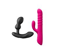 LOVENSE Edge 2 Prostate Massager Vibrator for Men + LOVENSE Velvo Rabbit Vibrator with Rotating Beads, Powerful G-Spot & Clit Vibrator for Women