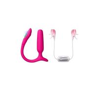 LOVENSE Lush Anal Vibrating Butt Plug Sex Toys with LED Light, Beginners-Friendly+LOVENSE Gemini Vibrating Nipple Clamps Adjustable Nipple Stimulator for Women Men Couple Play