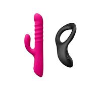 LOVENSE Velvo Rabbit Vibrator with Rolling Beads, Powerful G-Spot & Clit Vibrator for Women + LOVENSE Diamo Vibrating Cock Ring for Men Couples