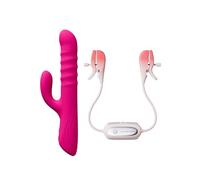 LOVENSE Velvo Rabbit Vibrator with Rolling Beads, Powerful G-Spot & Clit Vibrator for Women + LOVENSE Gemini Vibrating Nipple Clamps for Women Couples