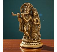 LOVENSPIRE Brass Radha Krishna Statue Hindu God Religious Lord Krishna with Radha Rani Murti Idol - Sculpture for Home Temple Mandir Pooja Decor - Decorative Showpiece Housewarming Gift (5.5 Inches)